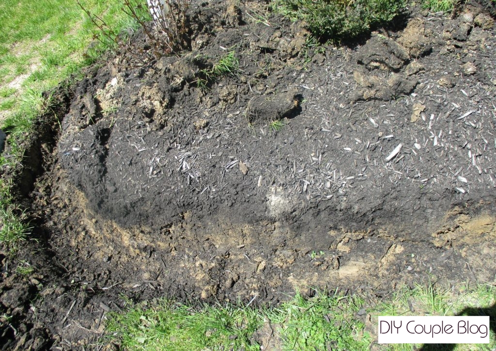 digging our trench for our stone retaining wall