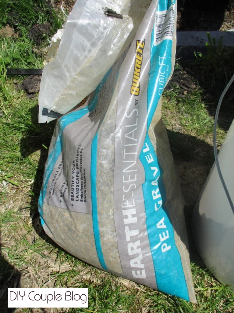 pea gravel bag to help with drainage for retaining wall 