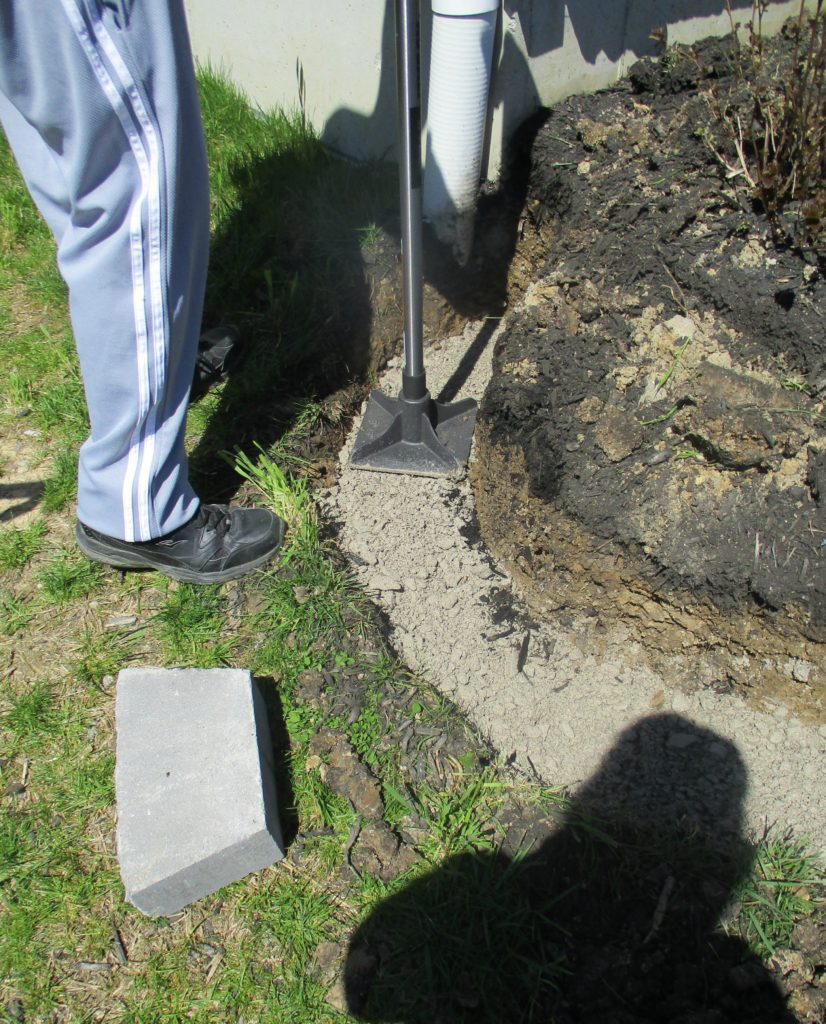 re-stamp the area with tamper tool after pouring out paver base