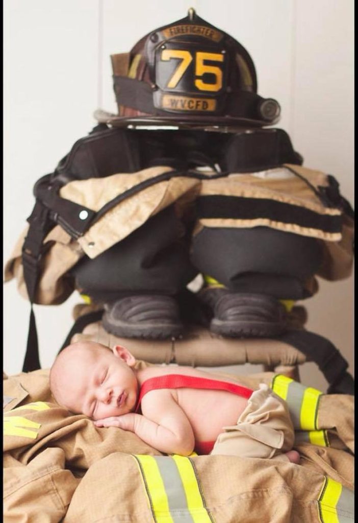 fireman photography newborn ideas