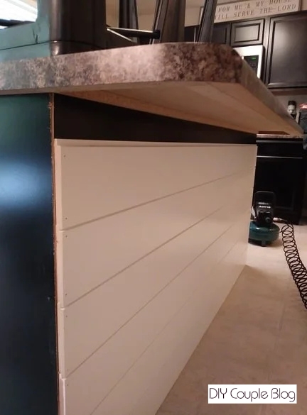 adding shiplap on kitchen island 