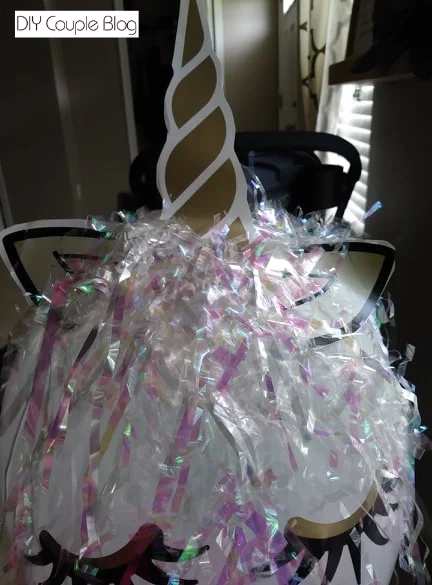 front top view of the decorative shred for unicorn hair