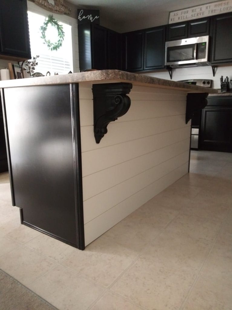 kitchen island ideas shiplap and corbels