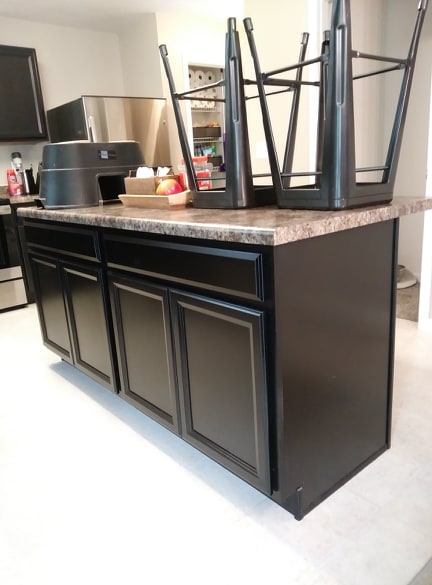 kitchen island makeover with shiplap