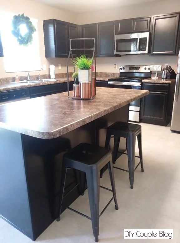 before adding shiplap to our kitchen island 