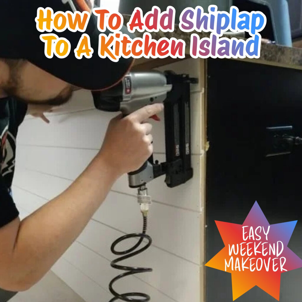 step-by-step tutorial of how to add shiplap to add kitchen island