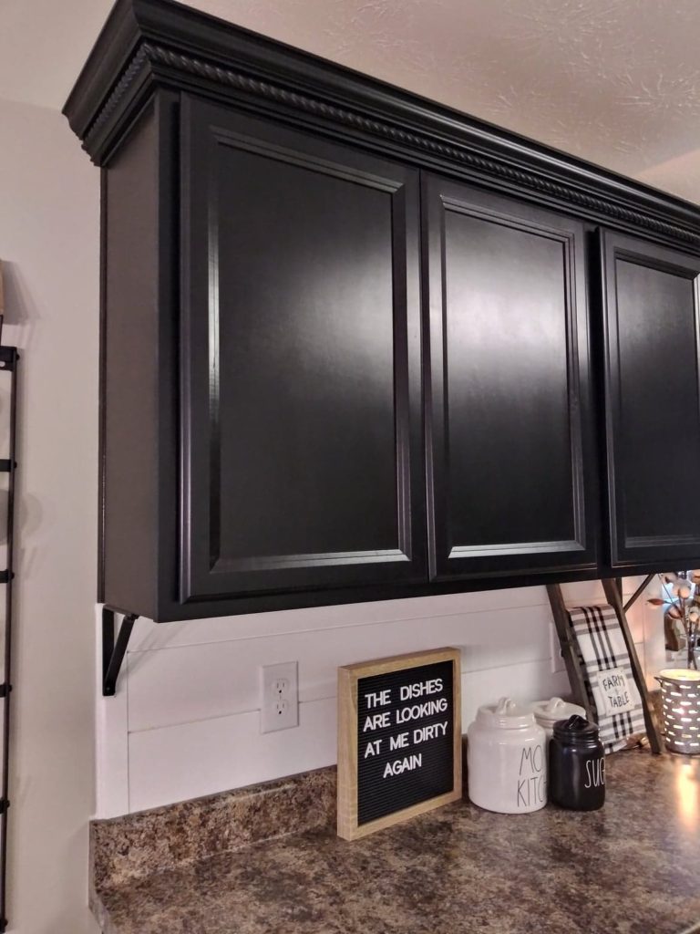 our diy kitchen with crown molding 