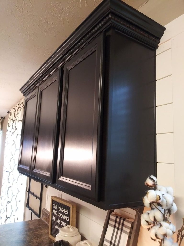 crown molding on cabinets before and after