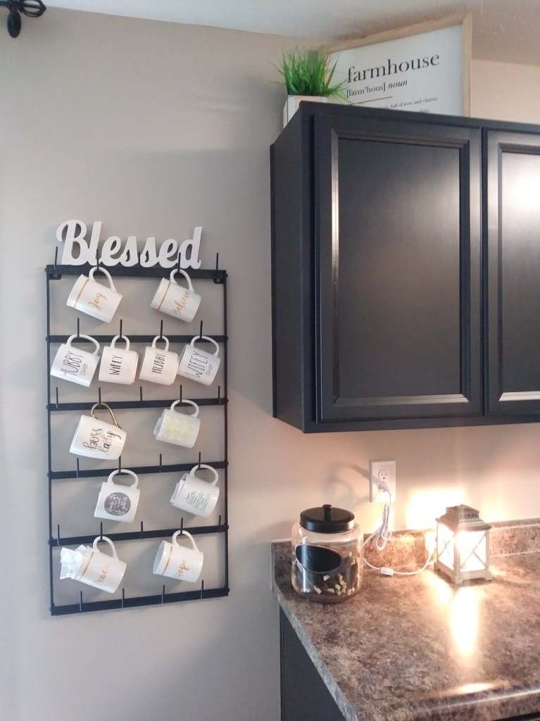 dark black cabinets with crown molding 1