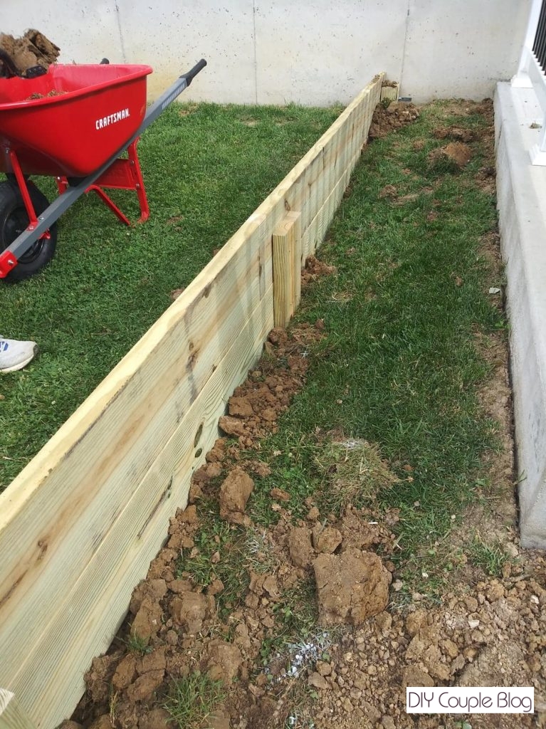 showing the view of the support added for the other side of the raised bed