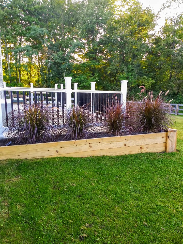 privacy around raised concrete patio