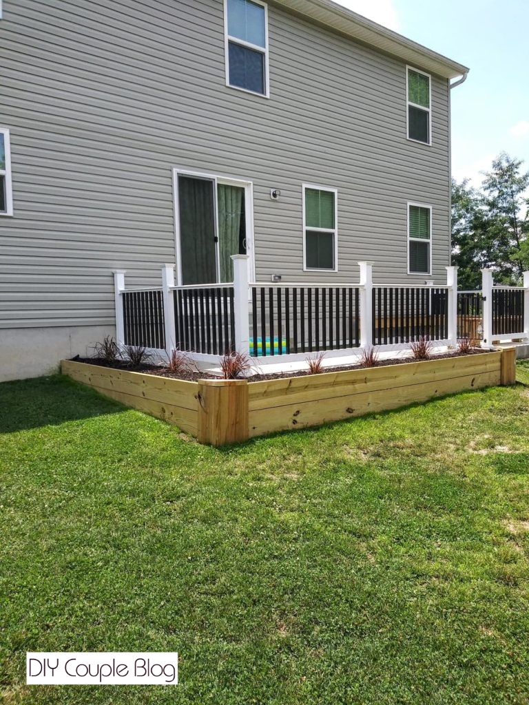 backyard landscape featured added by building wood raised beds