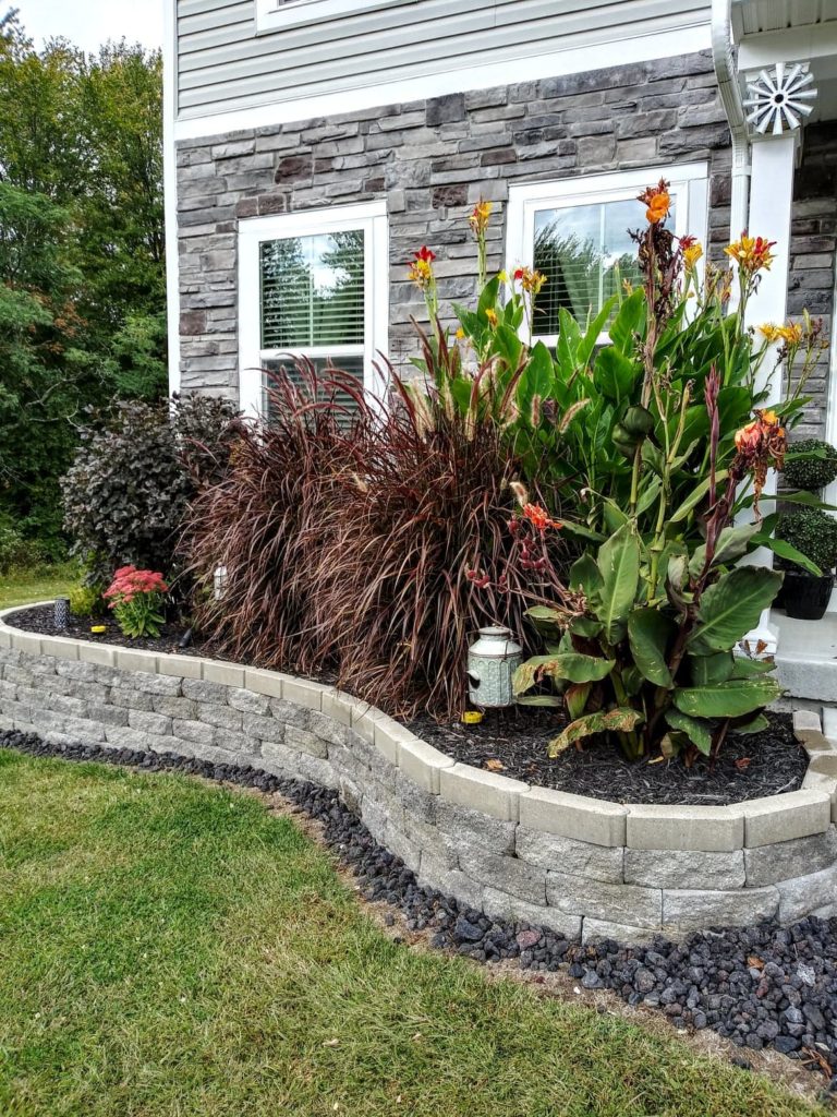 lava rock landscaping front view