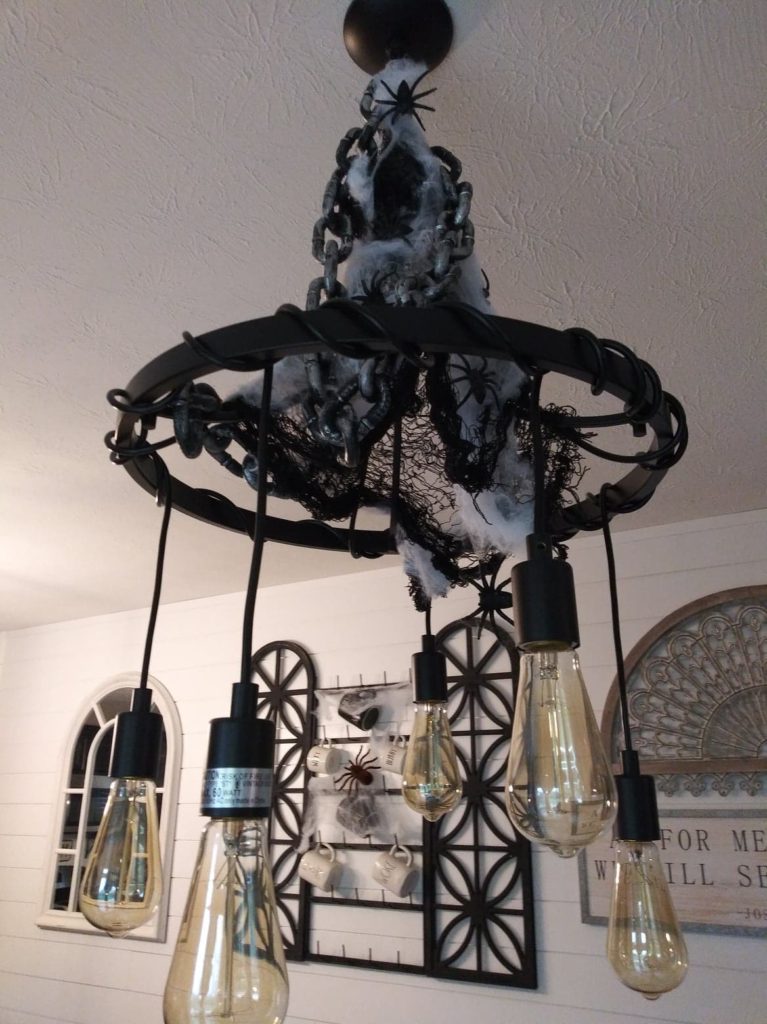 spooky decor on my light fixture