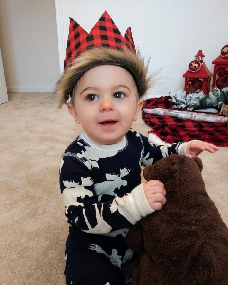 getting ready for his lumberjack party 