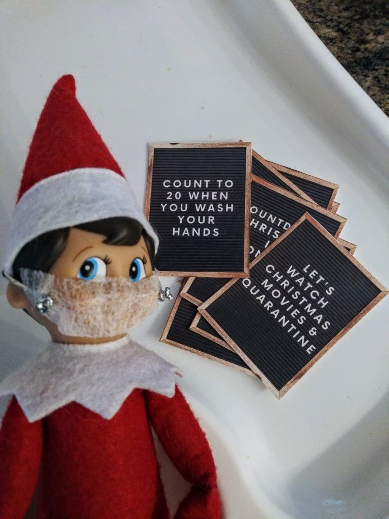elf on the shelf face mask with letterboard