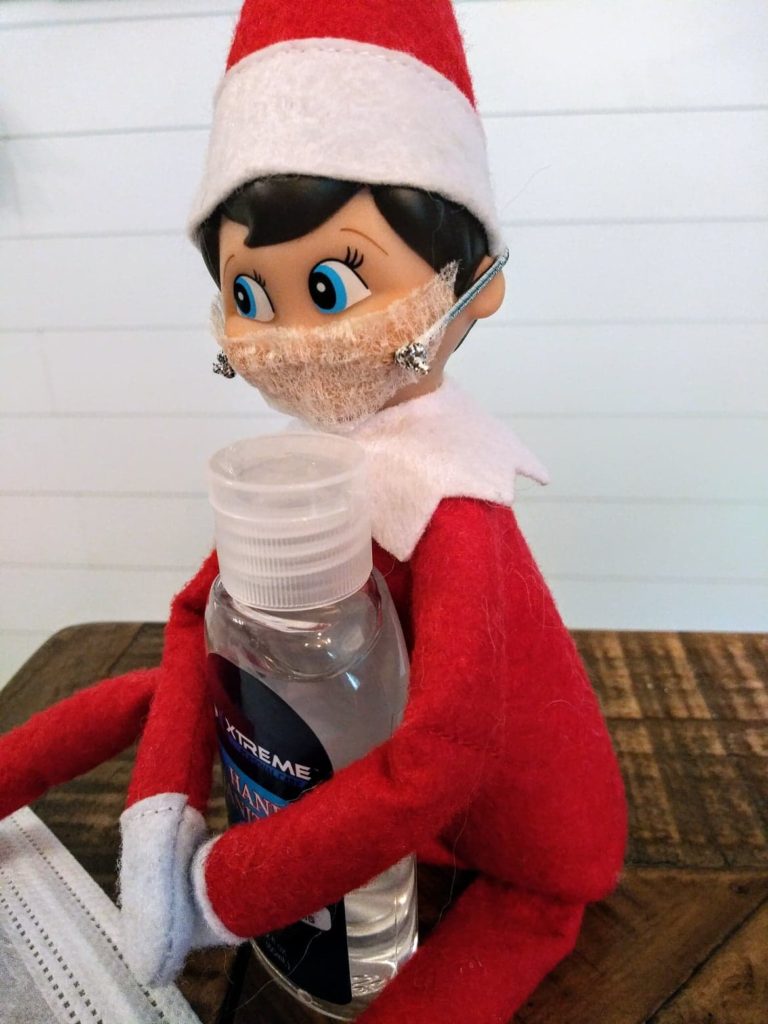 elf on the shelf with face mask