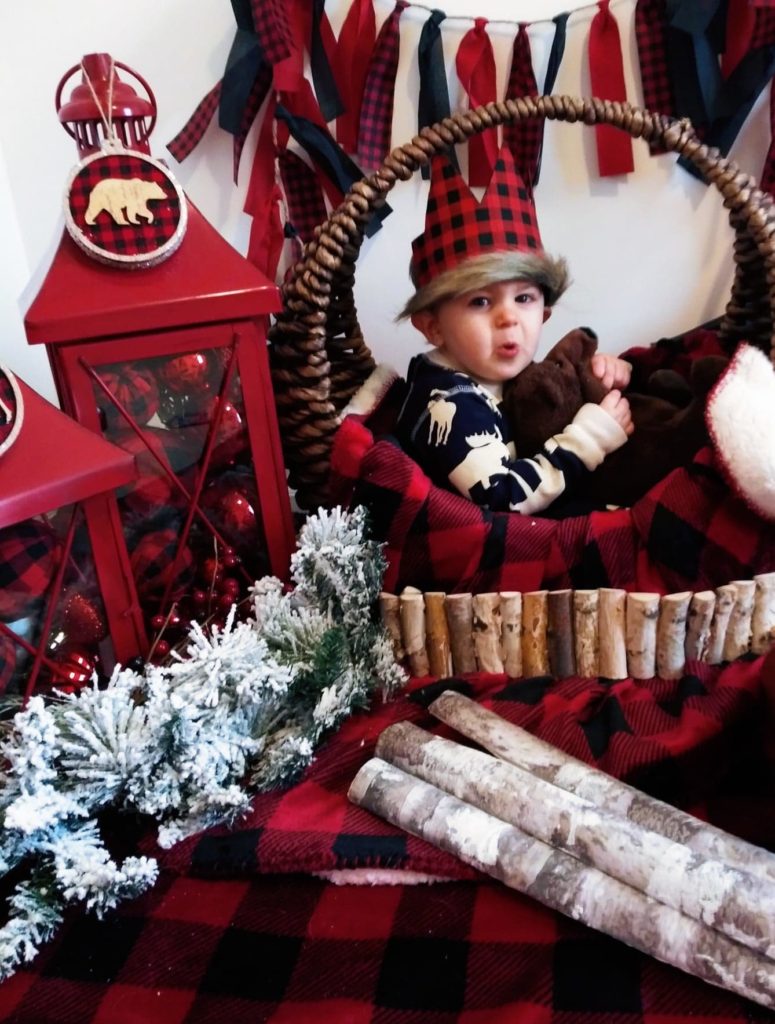 one year first birthday lumberjack photoshoot