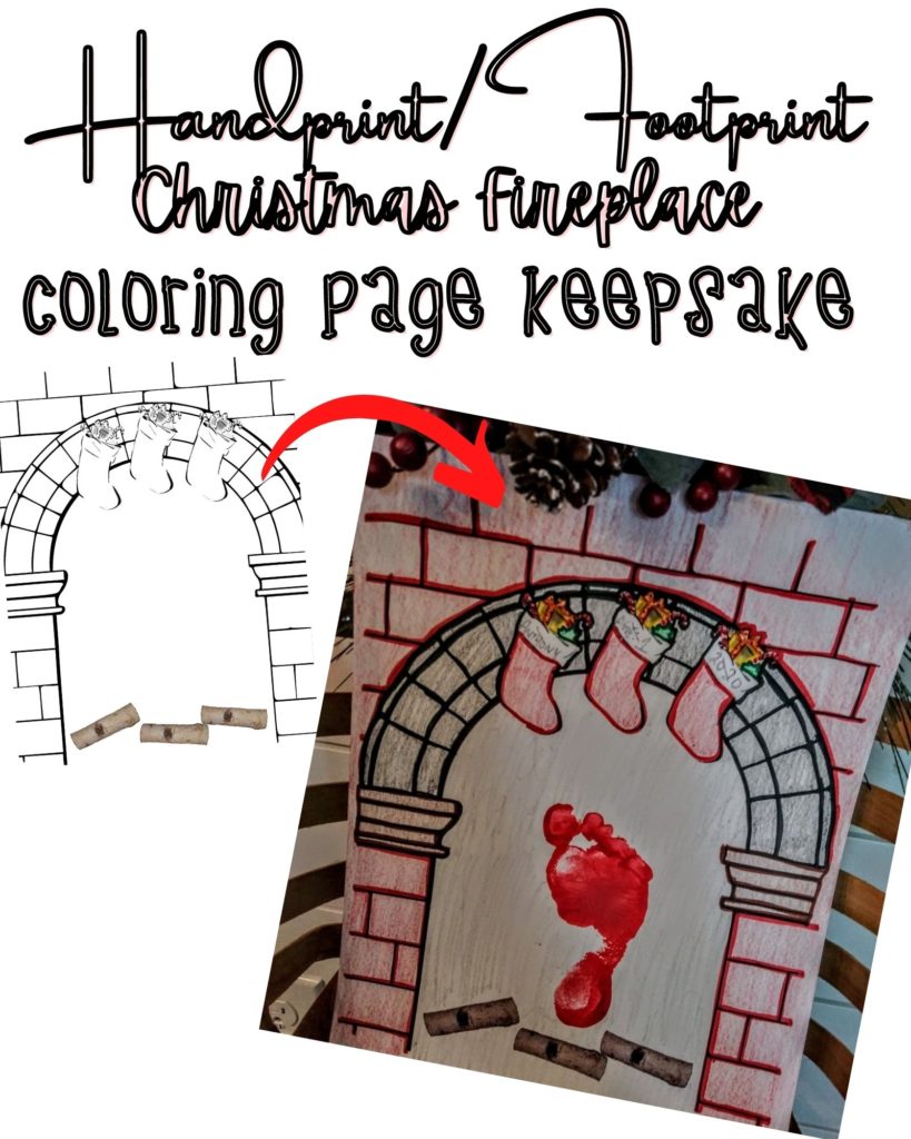 Handprint_Footprint Christmas Fireplace Coloring Page Keepsake
