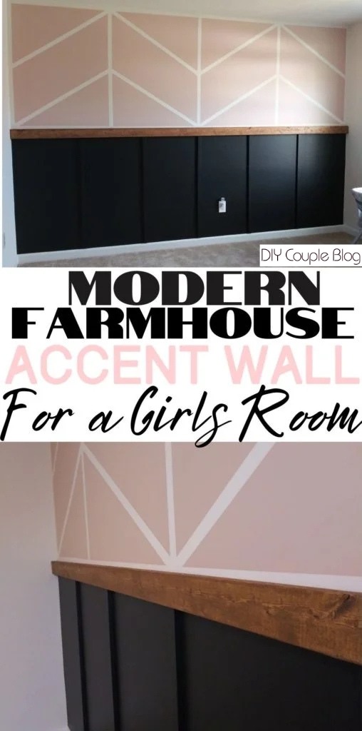 modern farmhouse accent wall for a girl's room
