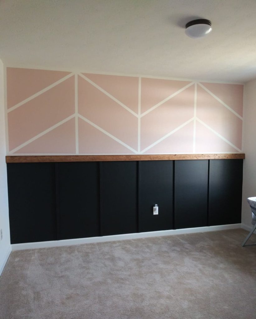 girl nursery accent wall pink shadow and tricorn black