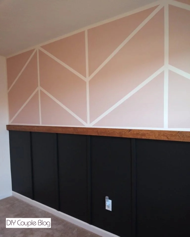 blush pink room with board and batten lower half