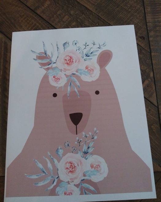 Free Nursery Printables Floral bear Woodland Animal