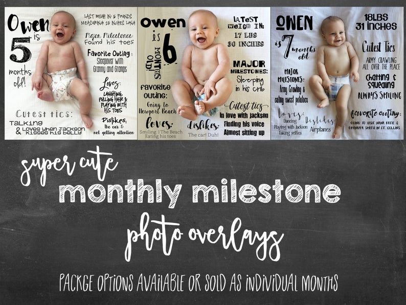 baby monthly milestone ideas with photo overlays