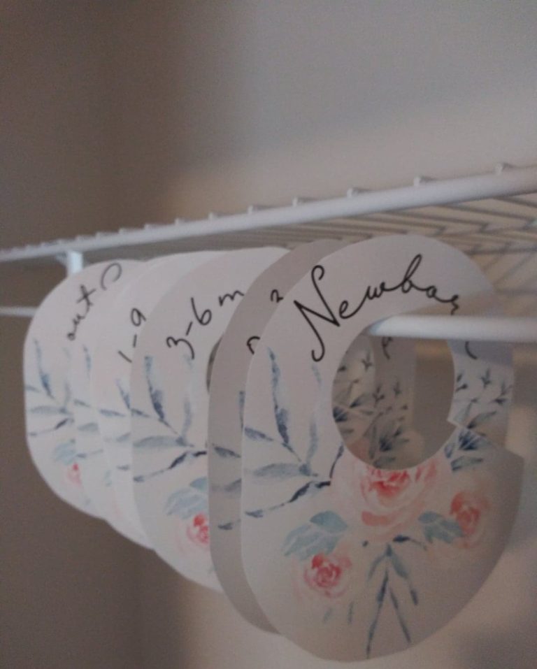 Baby Organizing With Free Printable Nursery Closet Dividers (Pretty Floral Watercolor Design for ...