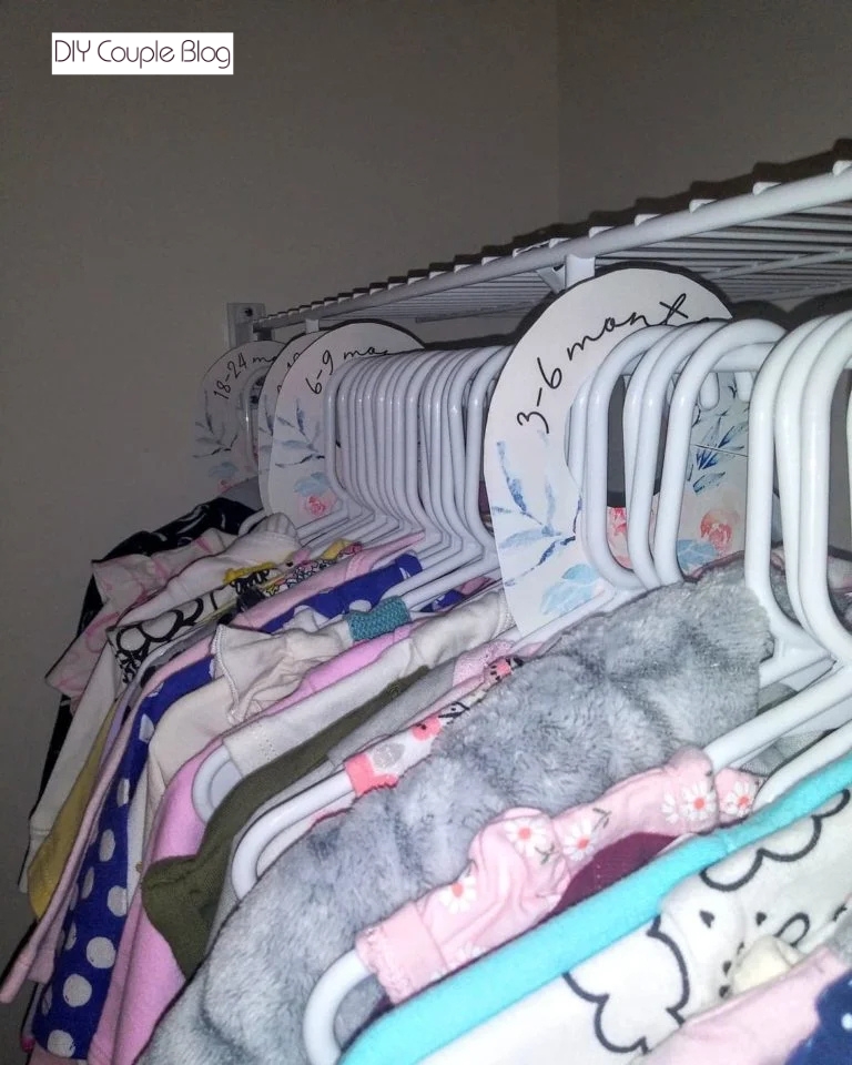 baby wardrobe divider DIY completed in nursery closet