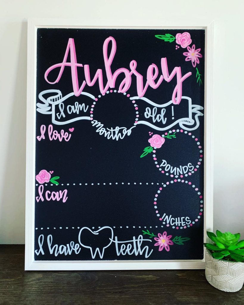 personalized chalkboard for baby milestone