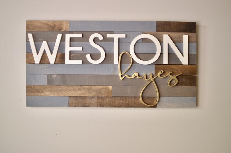 pallet sign with baby name