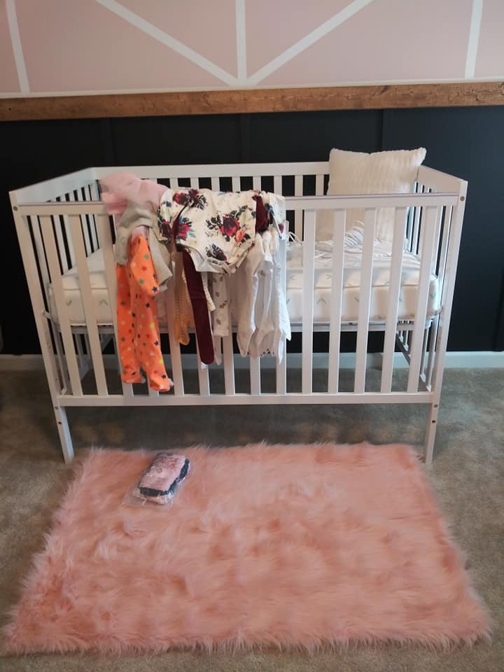 white baby crib nursery for girl