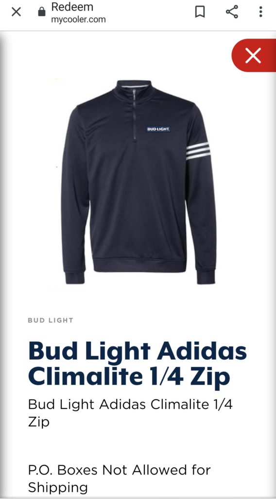 bud light zip up clothes freebies