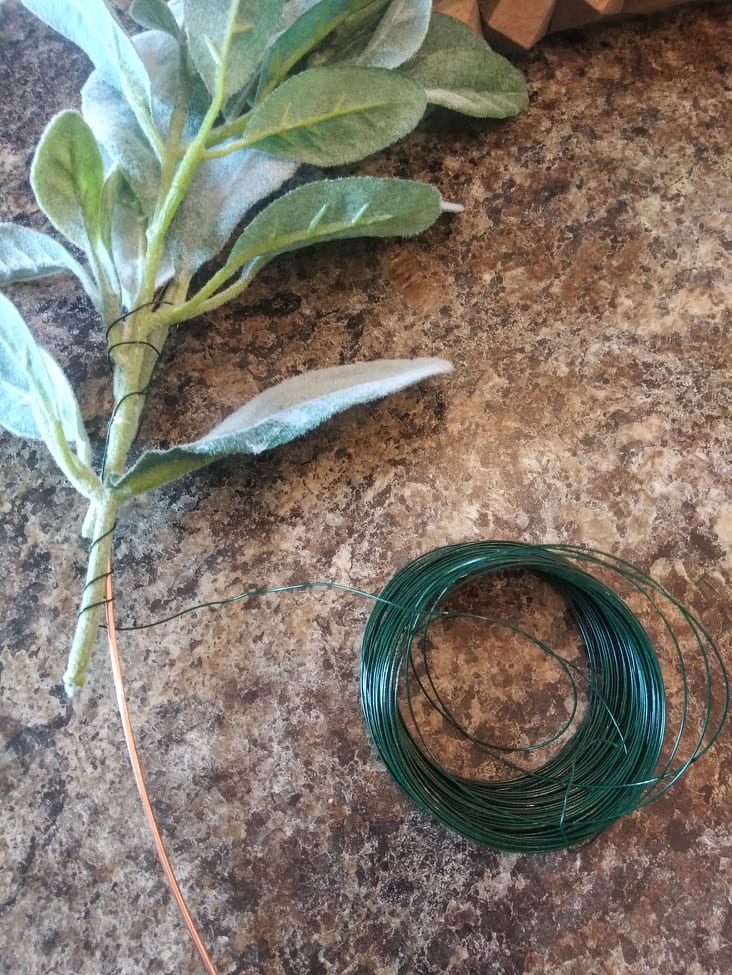 wrapping the 2nd stem with floral wire