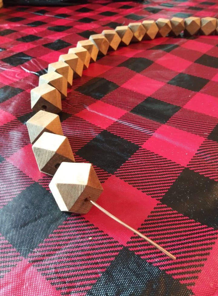 fishing the beads on the copper ground wire