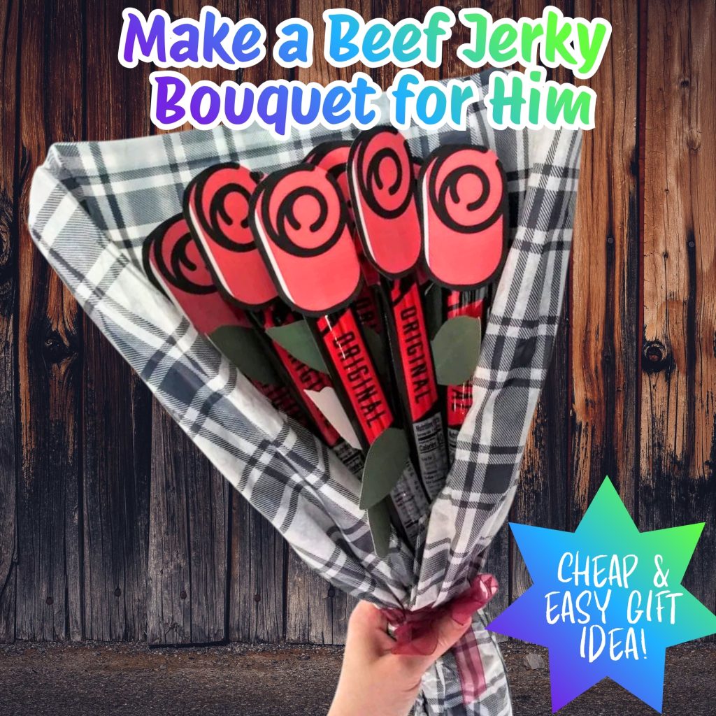 beef jerky bouquet gift idea that is manly cheap and delicious