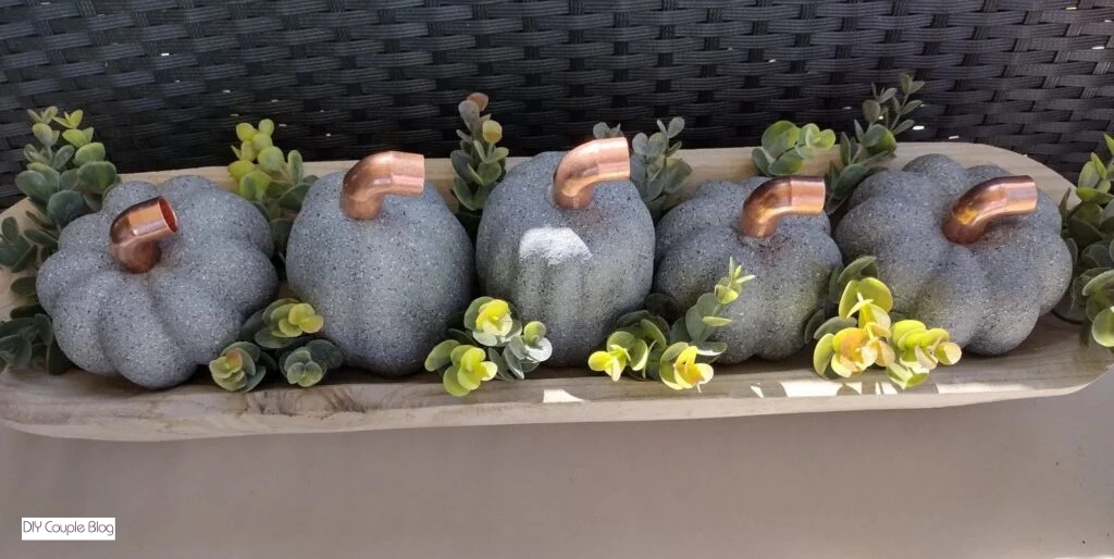 small pumpkins in a dough bowl fall centerpiece 