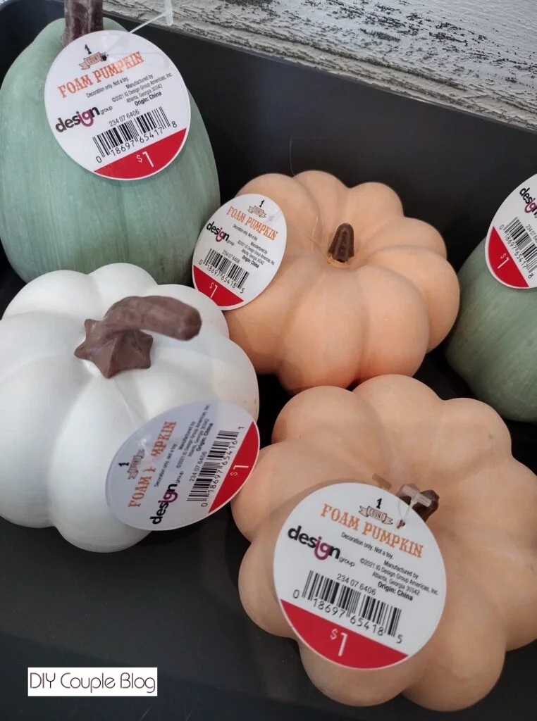 cheap foam pumpkins for a DIY craft