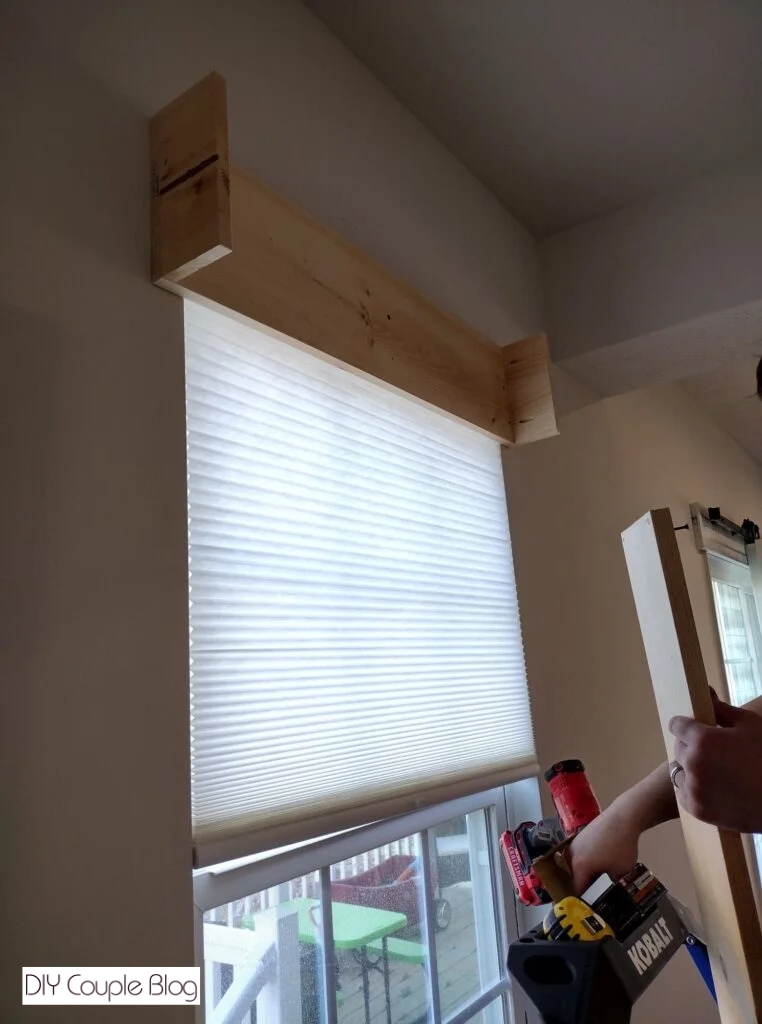 step-by-step assembly of a handmade wooden window valance