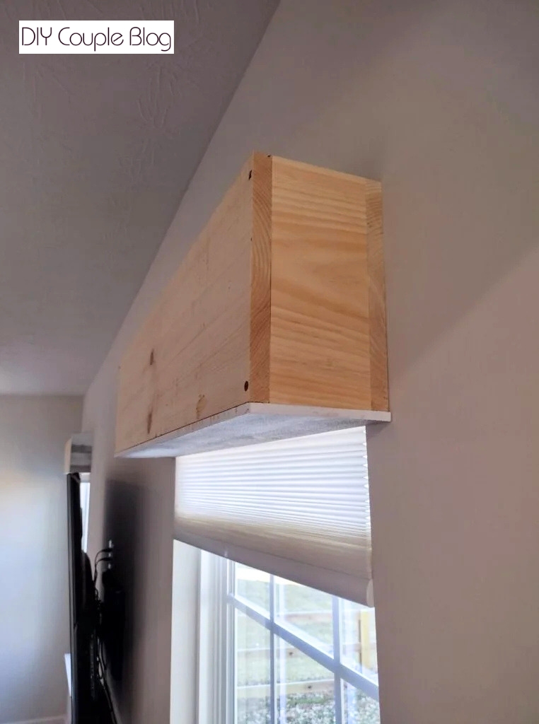 side view of the wood box built over builder grade window