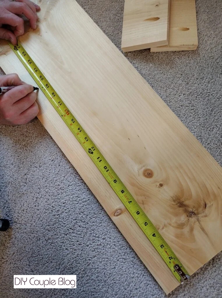 measuring and marking wood board
