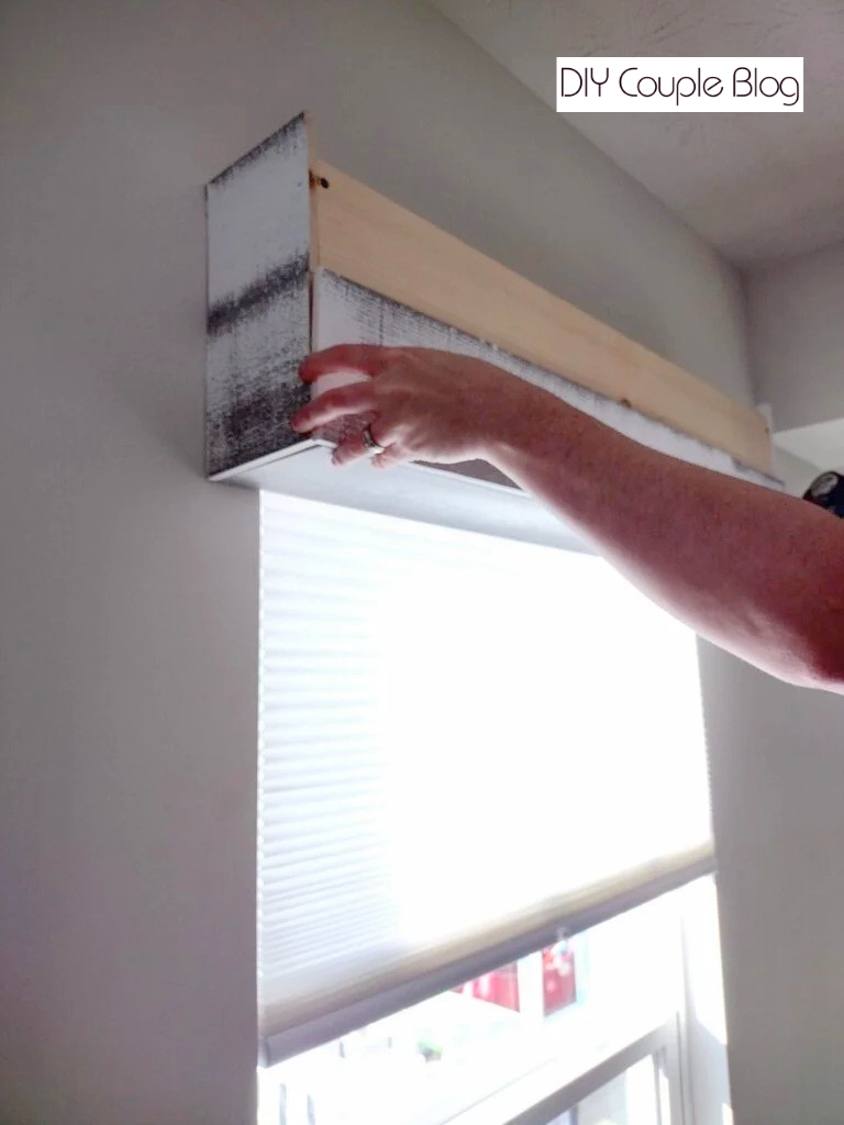 installing the front wood board to the window cornice