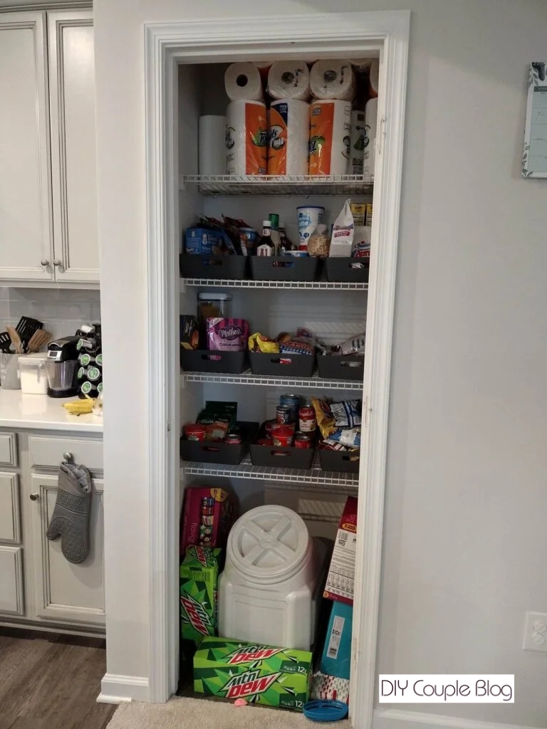 the messy before with wire shelves