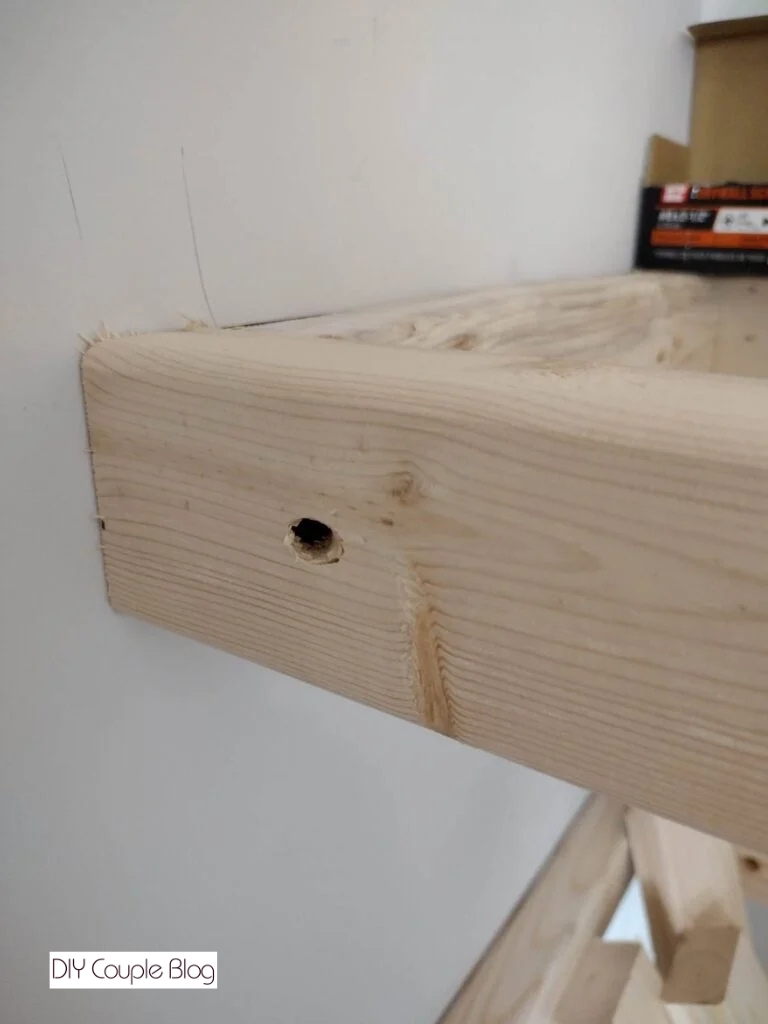 process of building the frame to pantry shelf