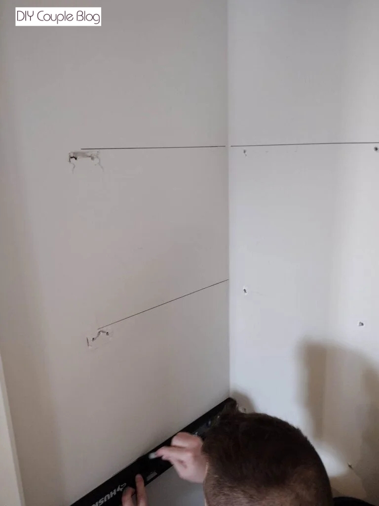 homeowner marking for the shelves