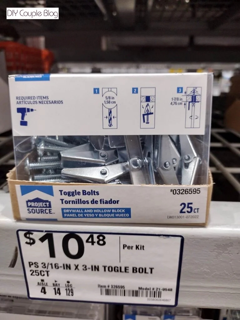 shopping toggle bolts at the hardware store
