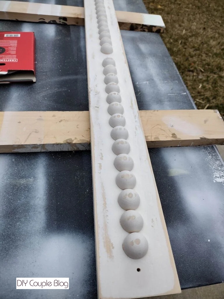 finished look of farmhouse bead shelf front face