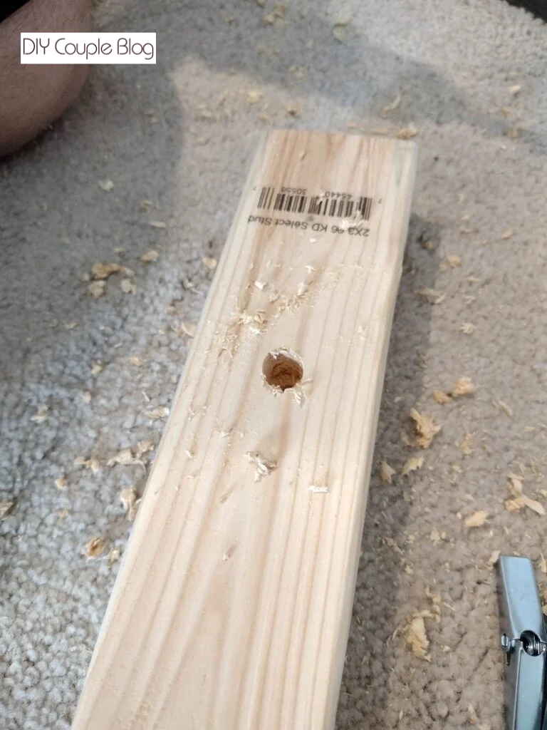 showing the hole after drilling