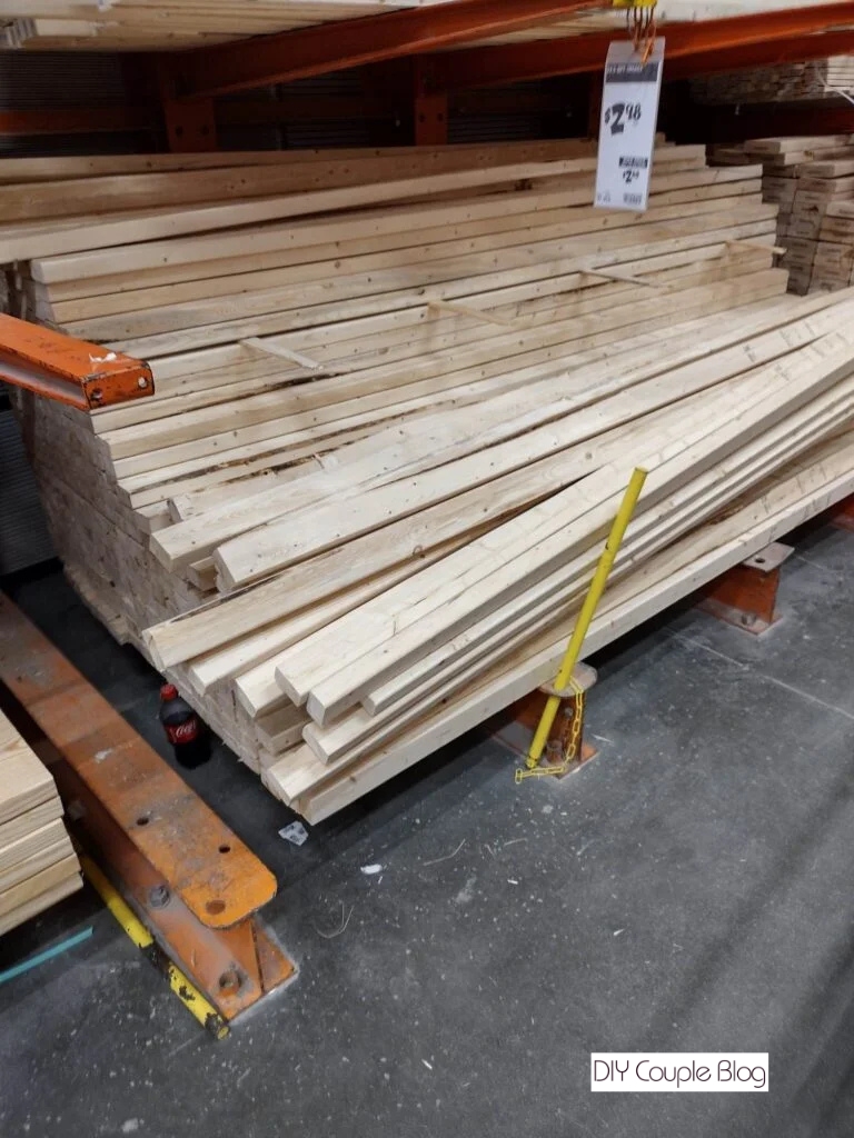 shopping wood at the hardware store